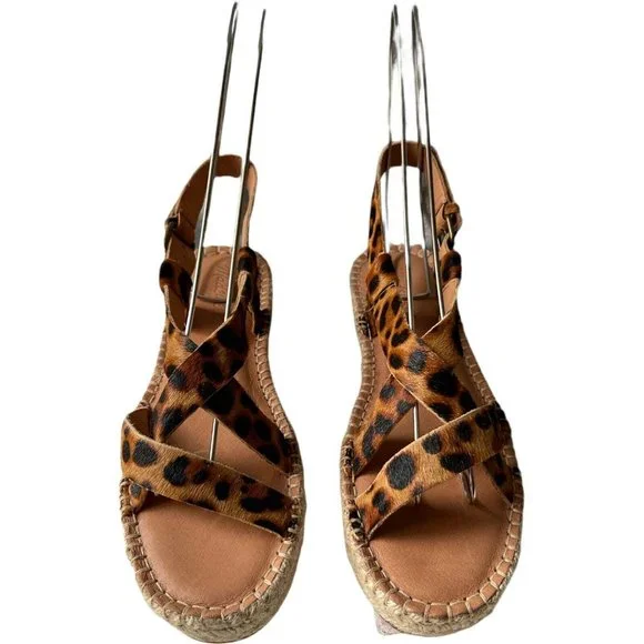 Women’s Sandals Size 8.5 Madewell Espadrille Sandal in Leopard Calf Hair - Picture 3 of 12